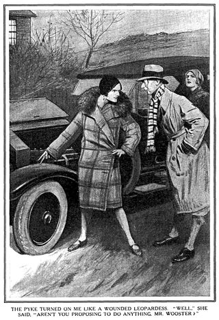 THE PYKE TURNED ON ME LIKE A WOUNDED LEOPARDESS. "WELL." SHE SAID. "AREN'T YOU PROPOSING TO DO ANYTHING. MR. WOOSTER